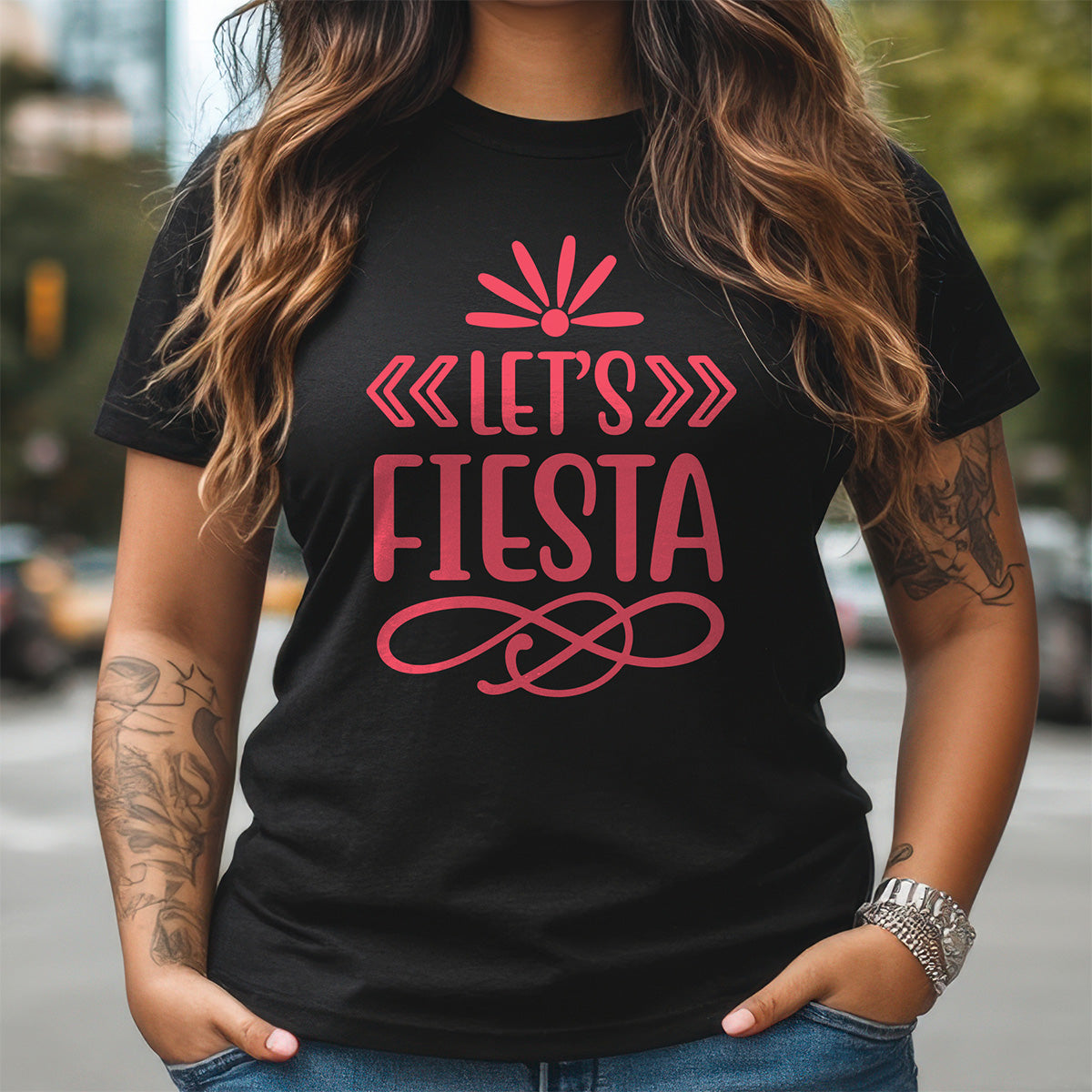 Lets Fiesta Womens Tee - El Designer - Custom Merch