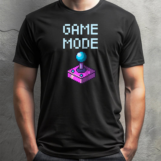 Game Mode t-shirt – men’s graphic tee with retro pixel joystick design
